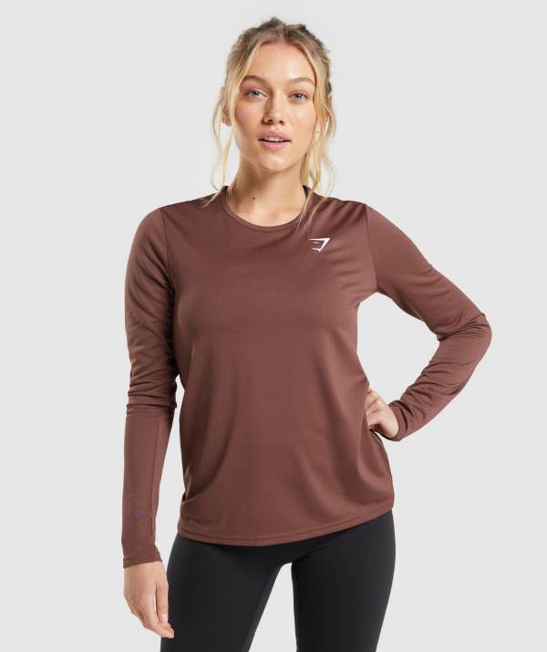 Damske Mikiny Gymshark Training Long Sleeve Top Ruzove Hnede | RB2139846